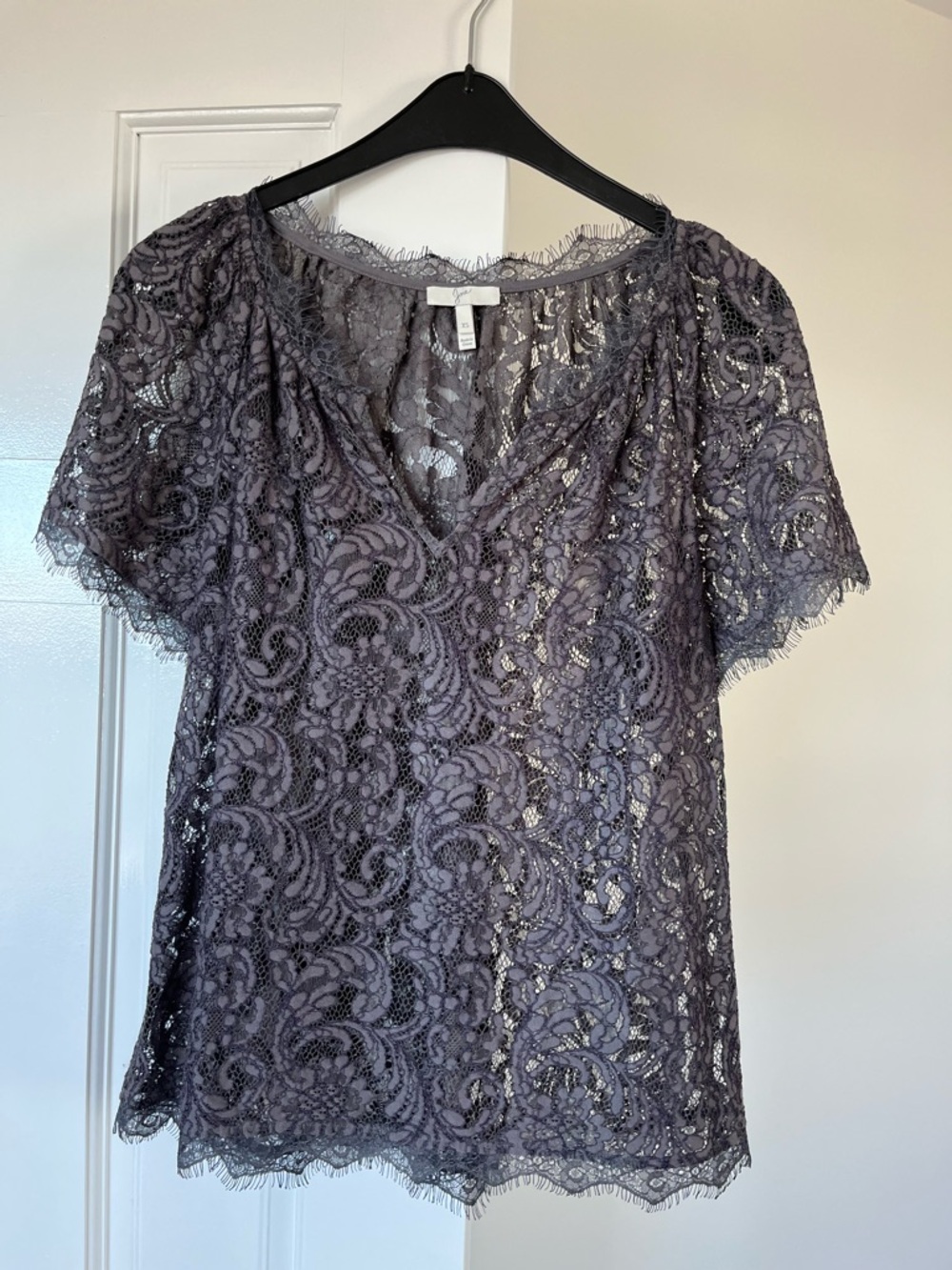 Joie Lace Short Sleeve V-Neck Top